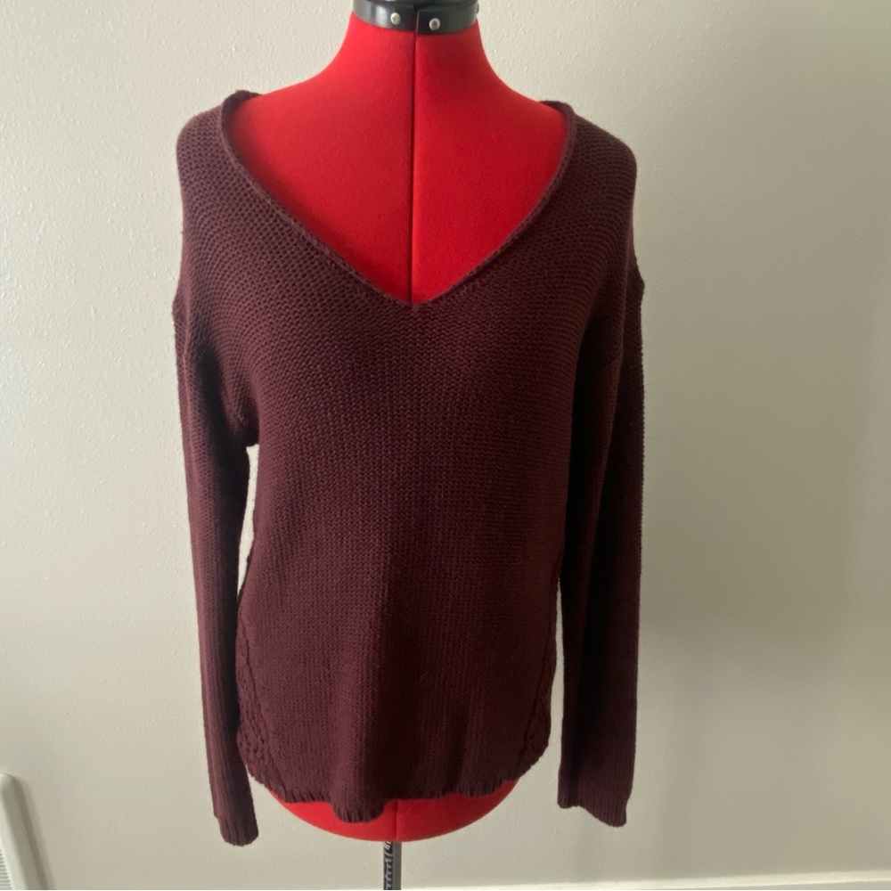 Harper Deep Burgundy V-Neck Sweater